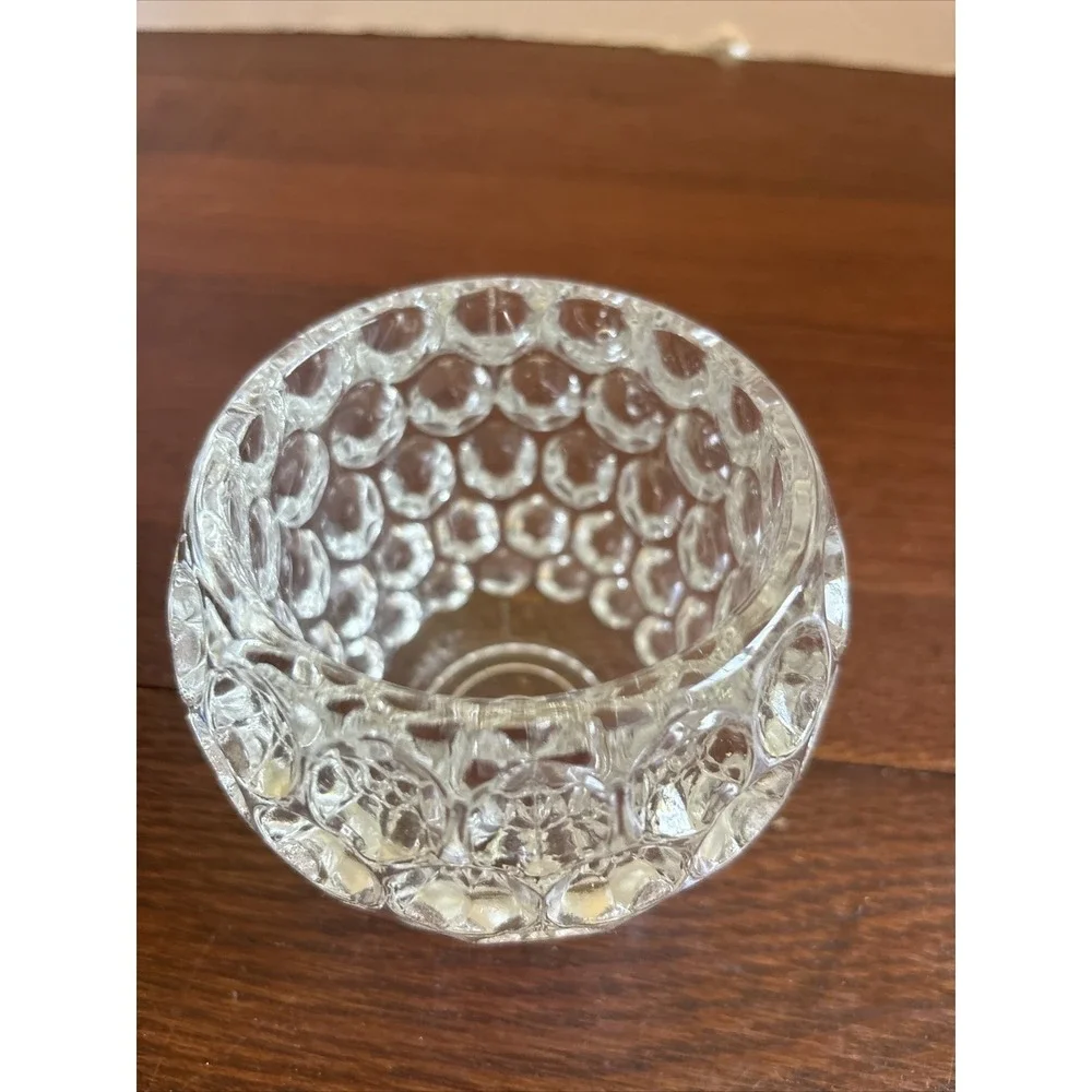 Fitz & Floyd Optic Crystal Glass Votive Candlestick candle holder Coin Dot